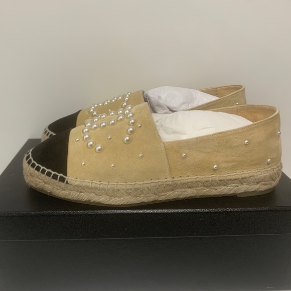 Chanel Pearl Embellished Suede Espadrilles - Picture 2 of 6